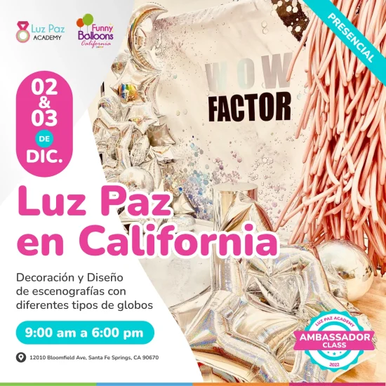 Decoración con globos en California-Luz Paz Academy